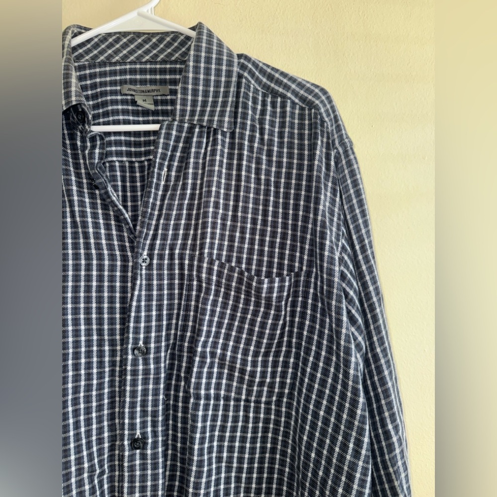 Johnston & Murphy Graph Check Pattern Button Down… - image 4